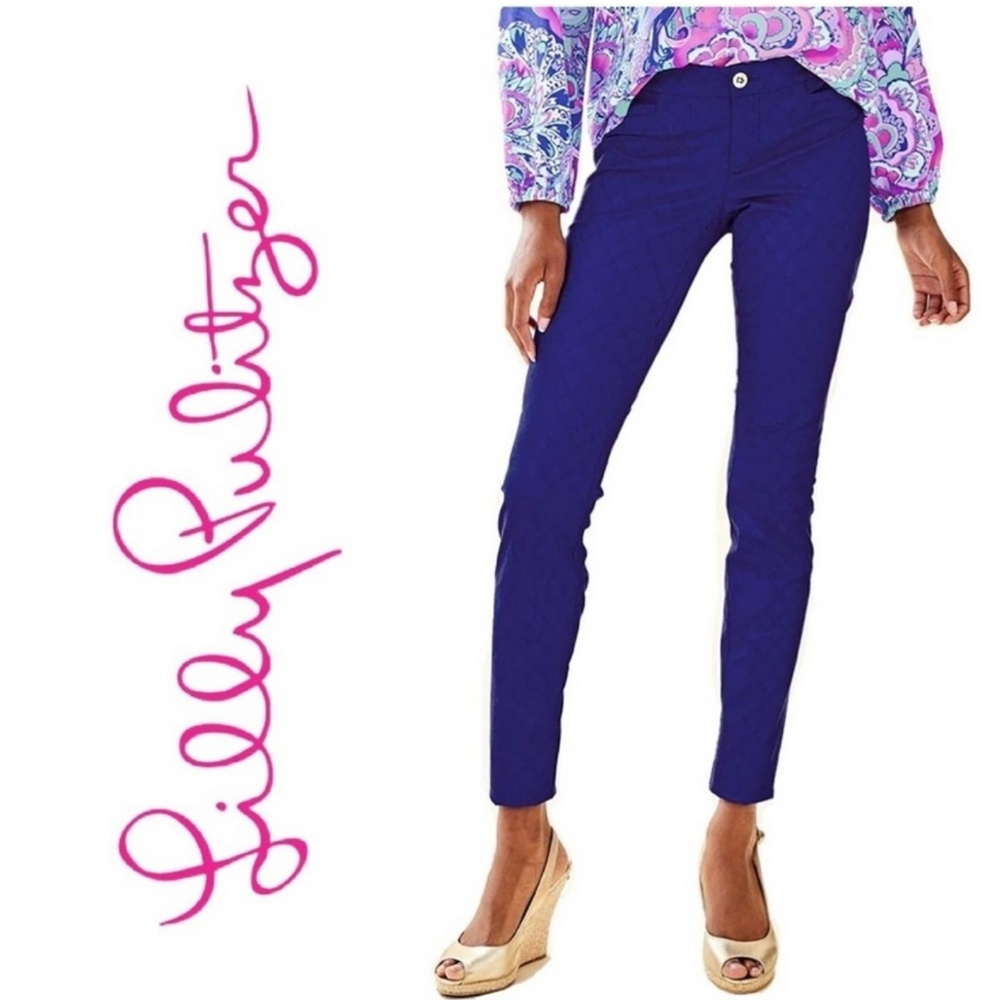 Lilly Pulitzer Kelly Textured Skinny Ankle Pant Navy Blue Sz. 00  - NWT - $138